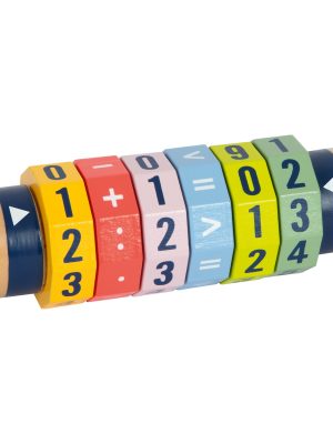 Calculator matematic din lemn cu rotație – Joc educativ pentru copii 6+