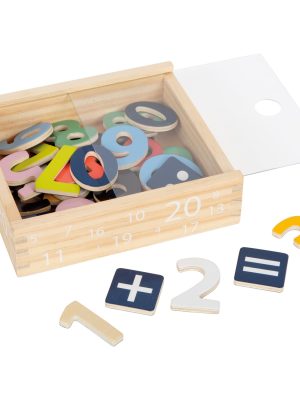 Set Cifre Magnetice din Lemn – 40 Piese Colorate cu Cutie de Depozitare