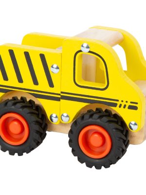Camion de Șantier din Lemn FSC® – Vehicul de Construcții cu Roți din Cauciuc, 13 cm