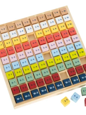 Joc educativ din lemn pentru învățarea înmulțirii, 81 cuburi colorate, 6 ani+, Small Foot
