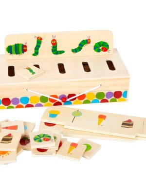 Joc de Sortare din Lemn – „Omida Înfometată” | 19 Piese, Cutie cu Închidere Elastică, Motive Colorate
