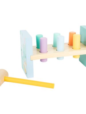 Banc de Lovit cu Ciocanul – Joc Motric din Lemn, Culori Pastelate