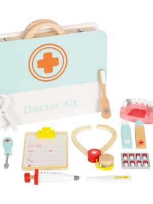 Trusă de Stomatolog și Medic din Lemn – Set de Joacă 2 în 1 cu Accesorii Realiste