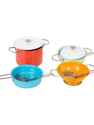 Set de Vase de Gătit din Lemn – 10 Piese Realiste pentru Bucătăria de Joacă
