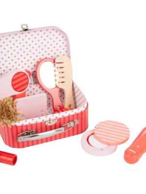 Set de Machiaj și Coafură pentru Copii – Trusă de Frumusețe cu Accesorii din Lemn într-o Carcasă Practică
