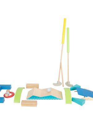 Set Minigolf din lemn copii, crose pe 3 dimensiuni, 16 piese