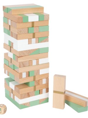 Jenga din Lemn – Gold Edition cu Accente Aurii și Culori Pastelate