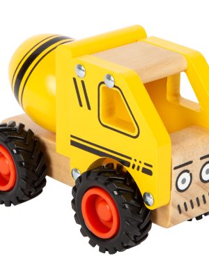 Betonieră de Jucărie din Lemn FSC® – Vehicul de Construcție cu Mixer Mobil