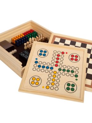 Colecție Clasică de Jocuri – Set 7 în 1 cu Table din Lemn pentru Toată Familia