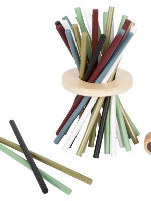 Mikado Vertical din Lemn | Joc de Îndemânare cu Inele și Zaruri Colorate