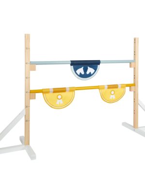 Obstacol de Sărituri pentru Hobbyhorse – Lemn Masiv, Reglabil până la 70 cm, cu Steaguri Decorative