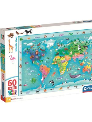 Animale Wildlife Hartă puzzle maxi Clementoni cu 60 de piese