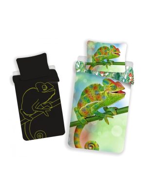 Animale Set lenjerie pat Chameleon, fosforescentă în întuneric 140×200cm, 70x90 cm