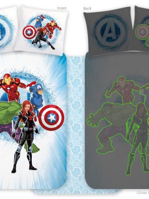 Avengers lenjerie de pat pentru copii care luminează în întuneric pentru grădiniță 100x135cm, 40x60cm
