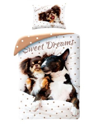 Animale Sweet Dreams Set Lenjerie cu Căței 140×200cm, 70×90 cm
