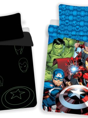 Avengers Assemble Lenjerie de pat cu lumina în întuneric 140×200cm, 70x90cm