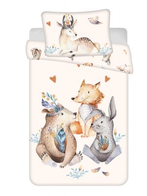 Animale Woodland, set de lenjerie pentru copii 100×135cm, 40×60 cm