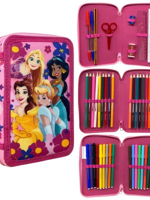 Prințesele Disney Fairy Tale penar umplut 3 niveluri